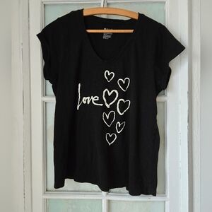 HUE Black Love Heart Graphic Tee XL